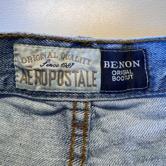 (SOLD) Aeropostale Benton Original Bootcut Jeans Mens Size 32 Distressed Grunge - Picture 14 of 15